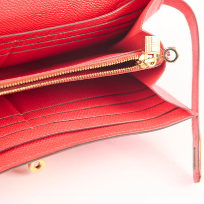 Hermes Kelly Wallet Rouge Tomate (S5) Epsom Gold hardware X Stamp