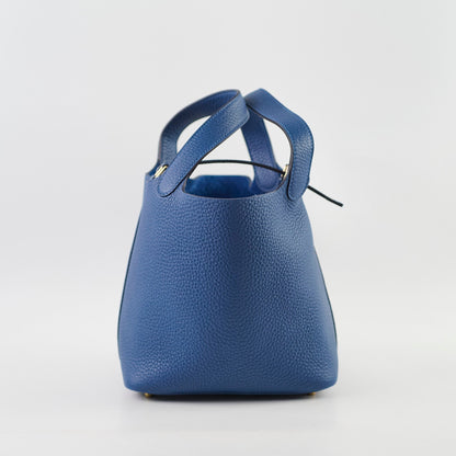 Hermes Picotin 18 Clemence Blue Tie - Stamp W