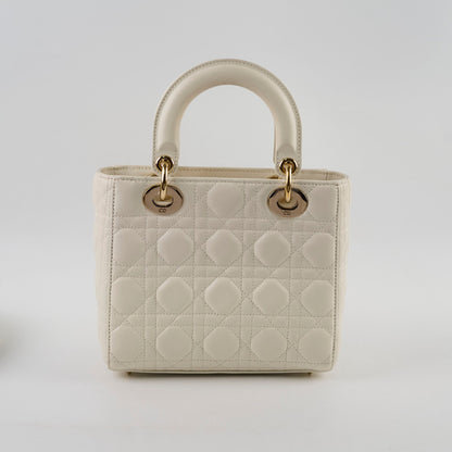 Christian Dior Lady Dior Small Lambskin White LGHW