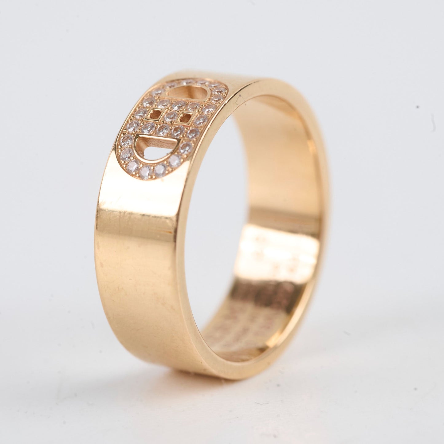 Hermes H Chaine d'Ancre Diamond Rose Gold Size 48 Ring