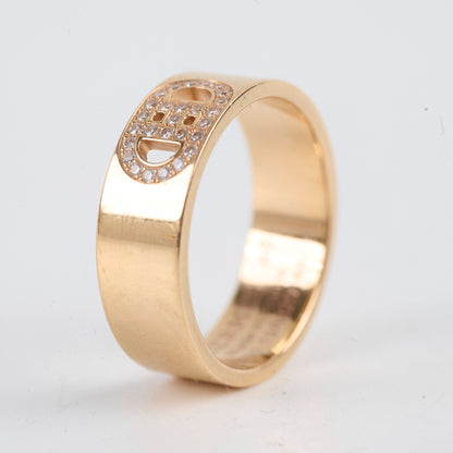 Hermes H Chaine d'Ancre Diamond Rose Gold Size 48 Ring