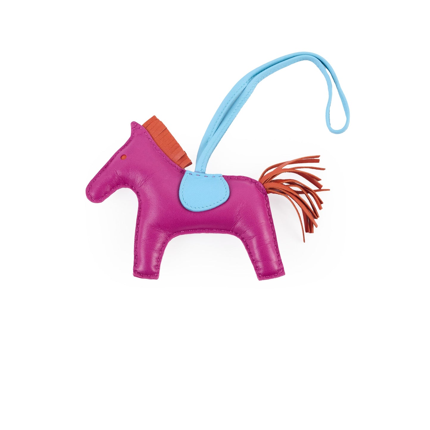Hermes Rodeo MM Rose Purpre/Cornaline/Celeste Charm