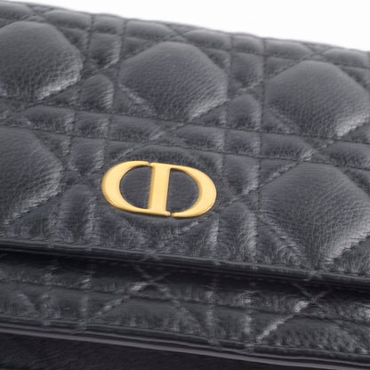 Dior Caro Black Belt Pouch with Chain