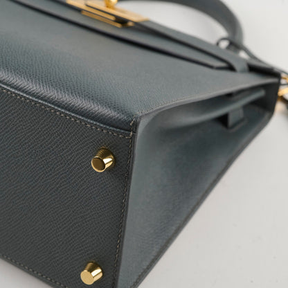 Hermes Kelly 28 Y7 Bleu Orage Epsom GHW Z Stamp