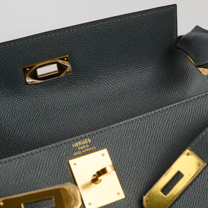 Hermes Kelly 28 Y7 Bleu Orage Epsom GHW Z Stamp