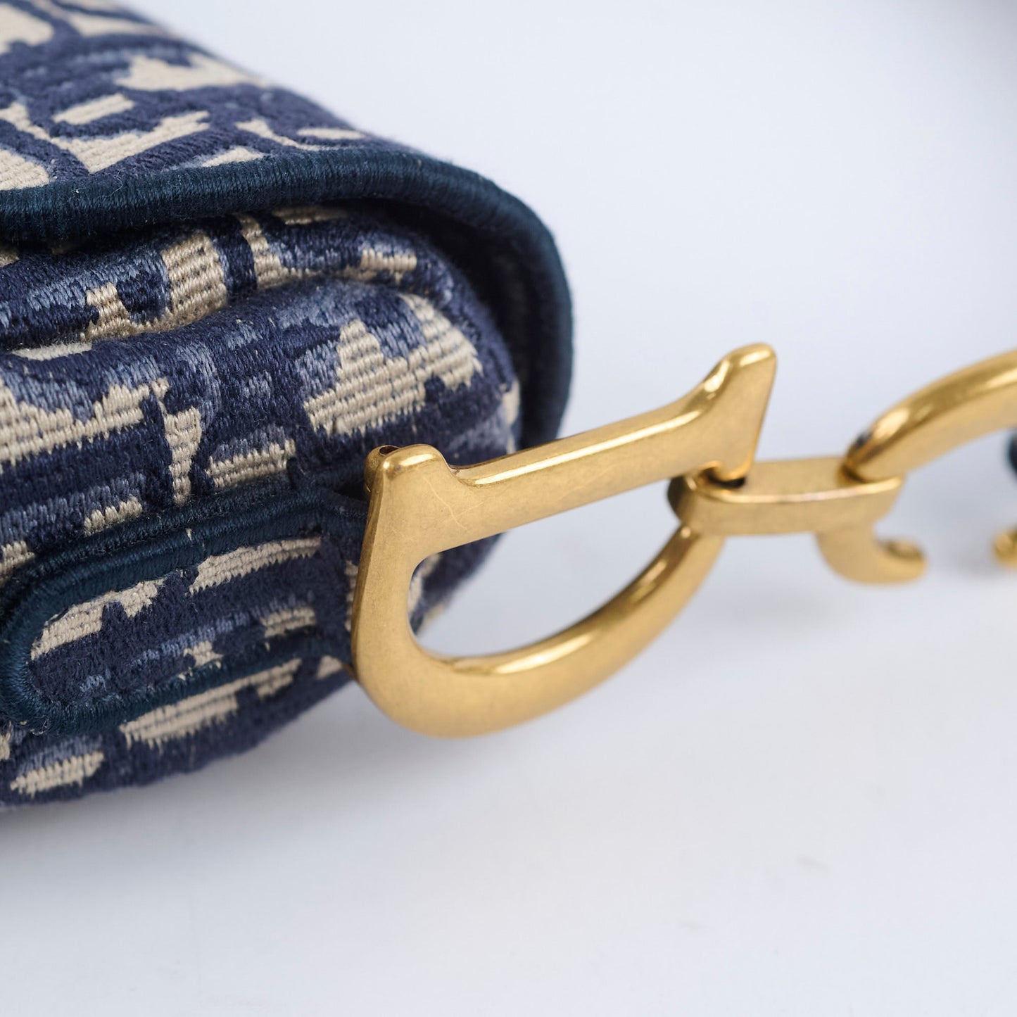 Dior Medium Saddle Bag Blue Oblique with Strap