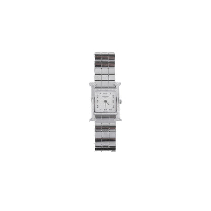 Hermes H Heure Watch Small Model MOP Dial Steel Strap