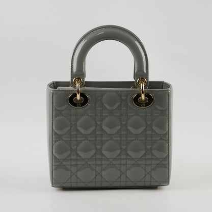 Christian Dior Lady Dior Small Patent Grey