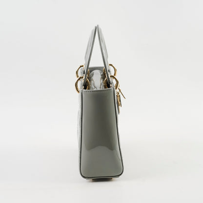 Christian Dior Lady Dior Small Patent Grey