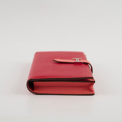 Hermes Bearn Wallet Epsom Rouge Casaque/Flamingo - Stamp Square Q