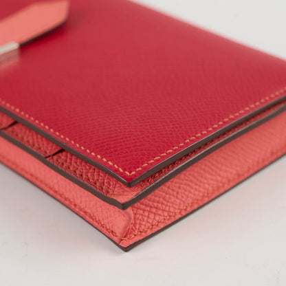 Hermes Bearn Wallet Epsom Rouge Casaque/Flamingo - Stamp Square Q