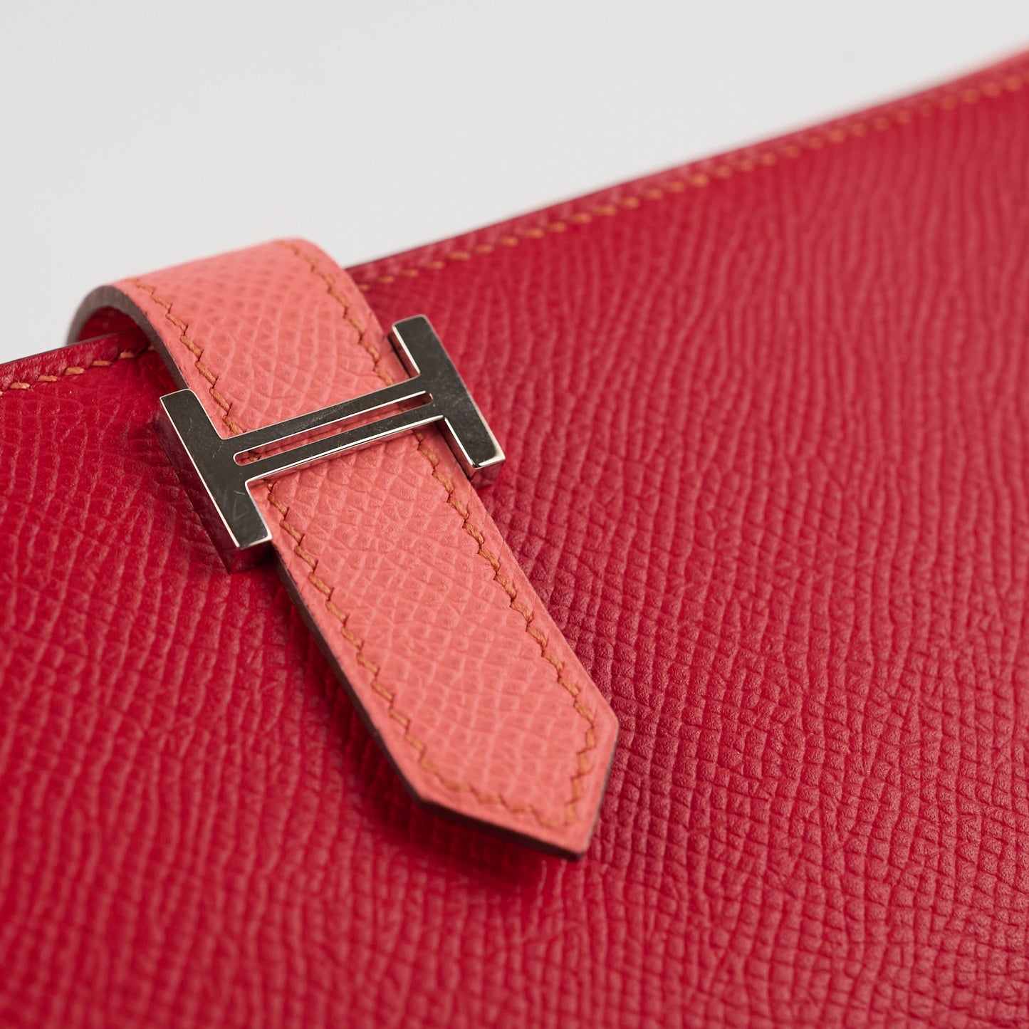 Hermes Bearn Wallet Epsom Rouge Casaque/Flamingo - Stamp Square Q