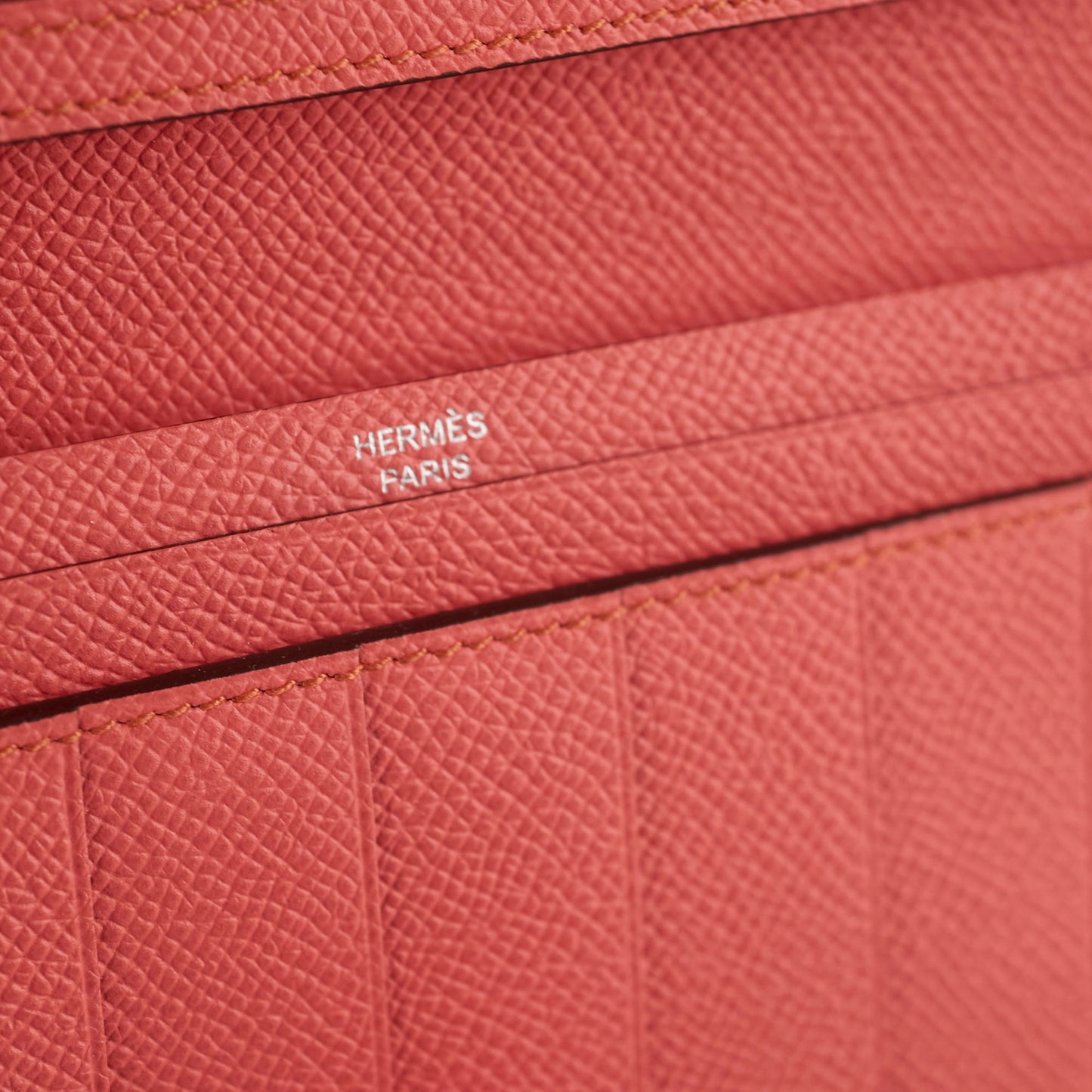 Hermes Bearn Wallet Epsom Rouge Casaque/Flamingo - Stamp Square Q