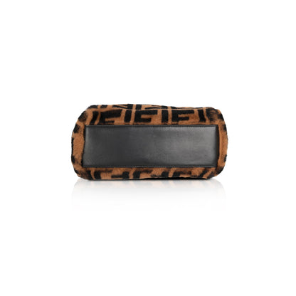 Fendi 2020 Mini Shearling Zucca Peekaboo Bag
