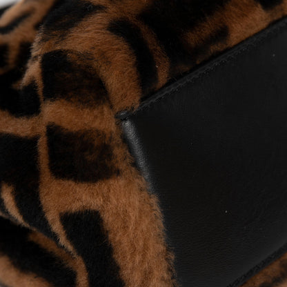 Fendi 2020 Mini Shearling Zucca Peekaboo Bag