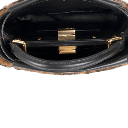 Fendi 2020 Mini Shearling Zucca Peekaboo Bag