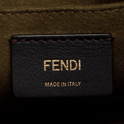 Fendi 2022 Grey Sheepskin Logo  Embroidered By the Way Mini Boston Bag