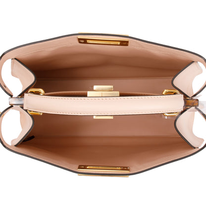 Fendi 2022 Pink Calfskin Leather Medium Peekaboo Bag with Tortoise Detail
