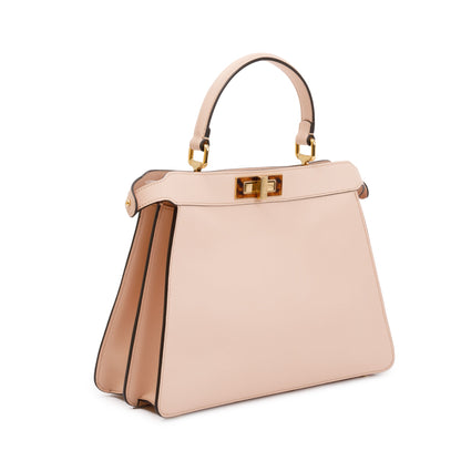Fendi 2022 Pink Calfskin Leather Medium Peekaboo Bag with Tortoise Detail