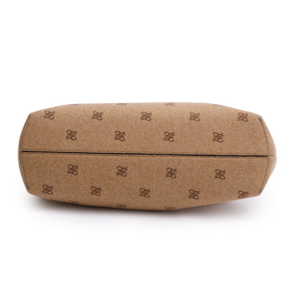 Fendi Beige Flannel Karligraphy Embroidered Medium Fendi First Bag