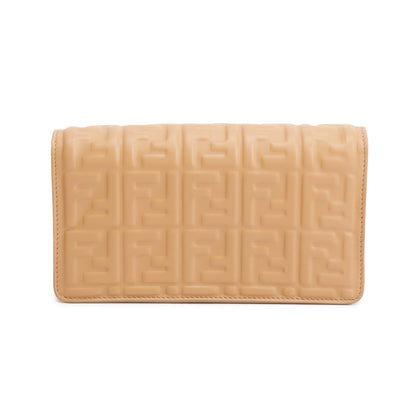 Fendi Beige Leather Baguette Wallet on Chain