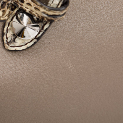 Fendi Beige Leather Python-Trimmed Medium By the Way Handle Bag with Box and Dustbag