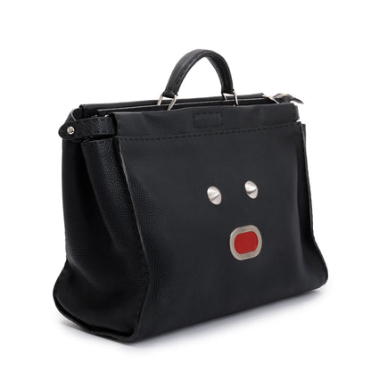 Fendi Black Calfskin Leather Faces XL Peekaboo Bag