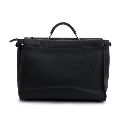 Fendi Black Calfskin Leather Faces XL Peekaboo Bag