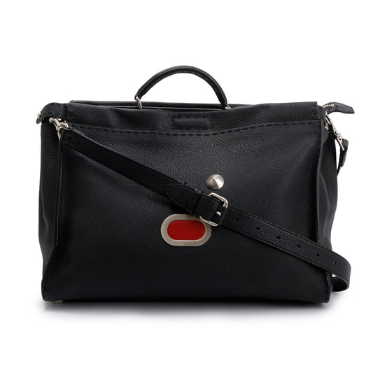 Fendi Black Calfskin Leather Faces XL Peekaboo Bag