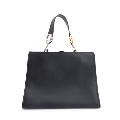 Fendi Black Calfskin Leather Medium F is Fendi Runaway Bag