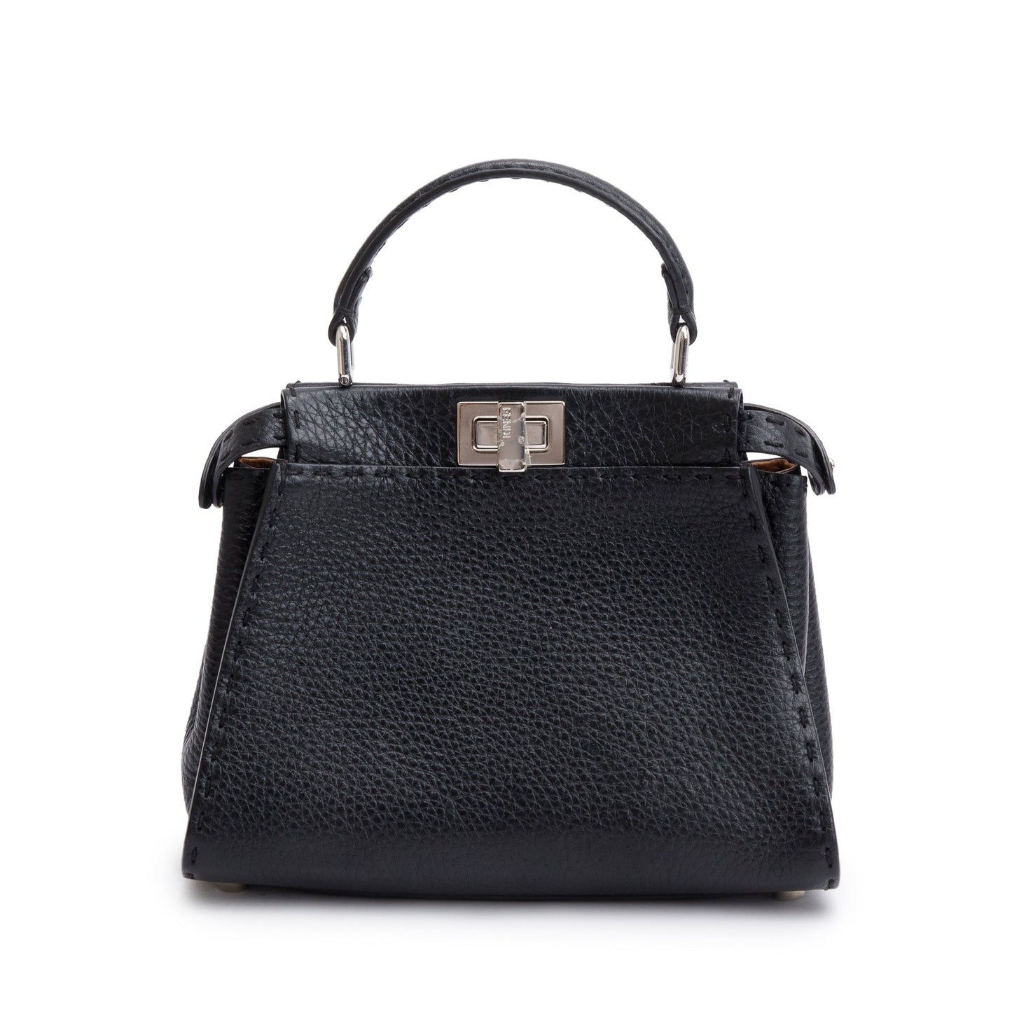 Fendi Black Calfskin Leather Mini Peekaboo ISeeU Bag