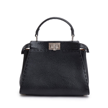 Fendi Black Calfskin Leather Mini Peekaboo ISeeU Bag