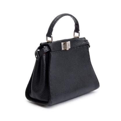 Fendi Black Calfskin Leather Mini Peekaboo ISeeU Bag