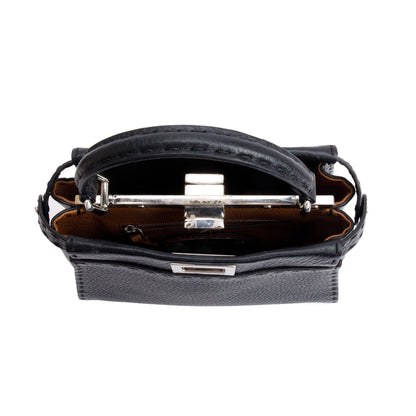 Fendi Black Calfskin Leather Mini Peekaboo ISeeU Bag