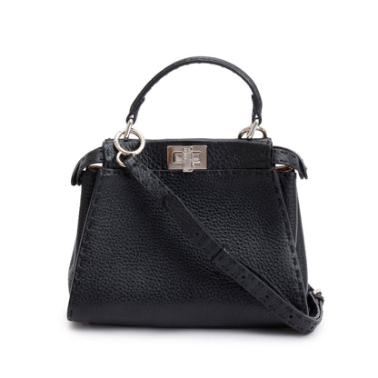 Fendi Black Calfskin Leather Mini Peekaboo ISeeU Bag