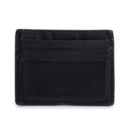 Fendi Black Calfskin Leather Monster Motif Card Case