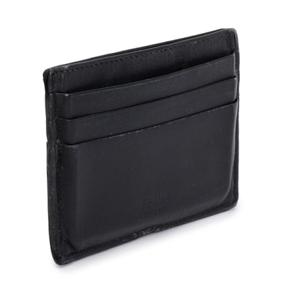 Fendi Black Calfskin Leather Monster Motif Card Case