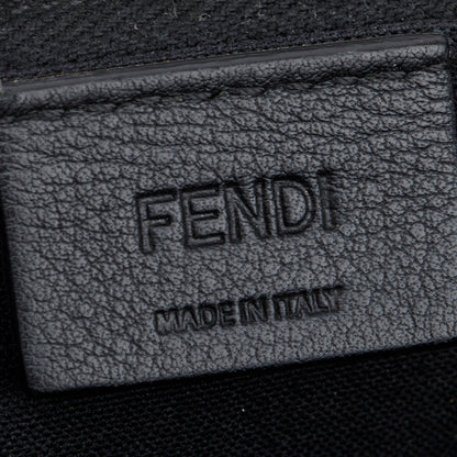 Fendi Black Calfskin Leather Studded Heart Zip Around Clutch