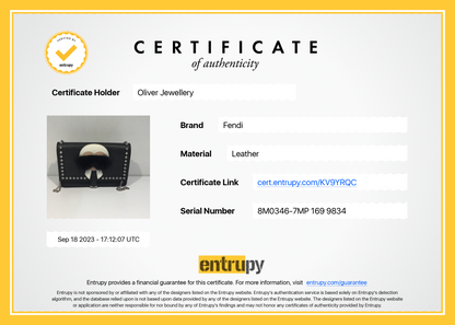 Fendi Black Calfskin Leather Studded Karlito Wallet on Chain