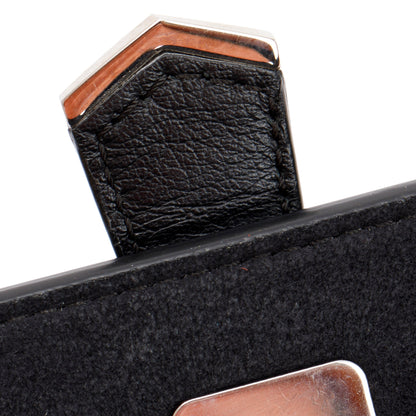 Fendi Black Calfskin Leather Studded Karlito Wallet on Chain