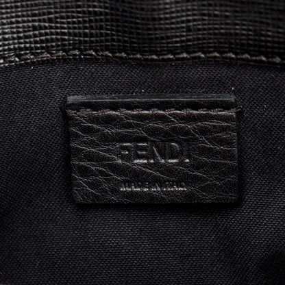 Fendi Black Calfskin Leather Studded Karlito Wallet on Chain