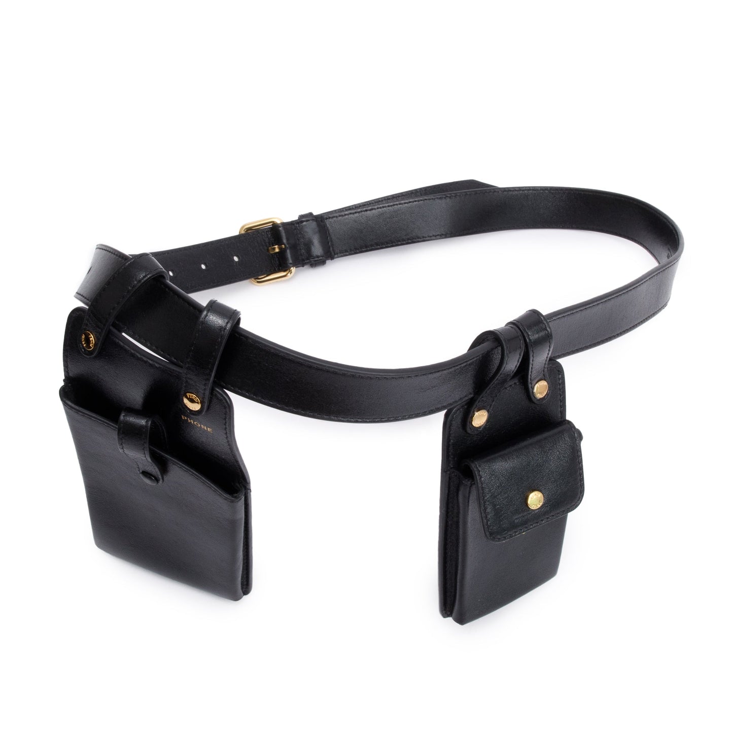 Fendi Black Calfskin Leather Utility Tool Belt Pouch