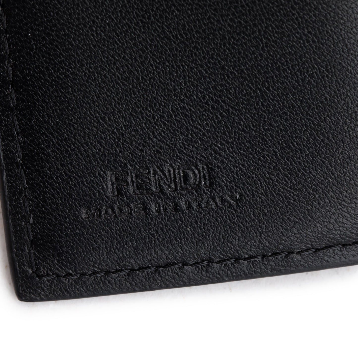 Fendi Black FF Embossed Leather Micro Trifold Wallet