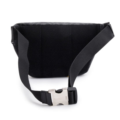 Fendi Black FF Zucca Canvas Calfskin Leather 1974 Diagonal Belt Bag