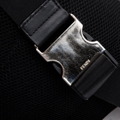 Fendi Black FF Zucca Canvas Calfskin Leather 1974 Diagonal Belt Bag