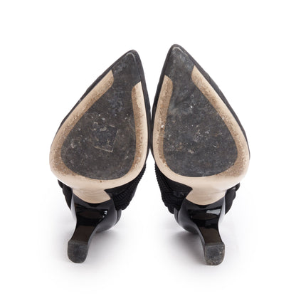 Fendi Black FF Zucca Colibri Mesh Slingback Pumps, Size 38