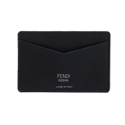 Fendi Black Leather FF Zucca Canvas Card Case