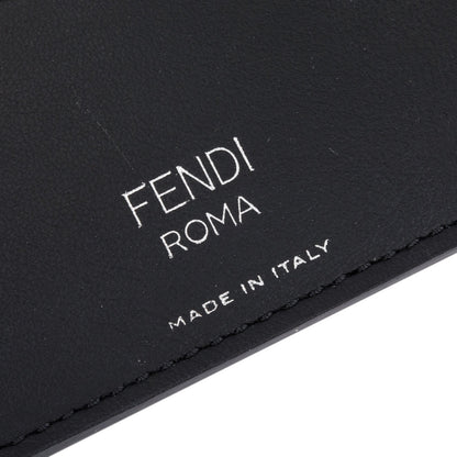 Fendi Black Leather FF Zucca Canvas Card Case
