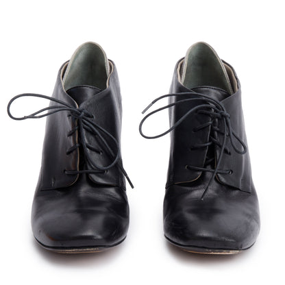 Fendi Black Leather Polifonia Lace-Up Ankle Boots, Size 37