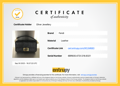 Fendi Black Nappa FF Leather Embossed Baguette NM Shoulder Bag